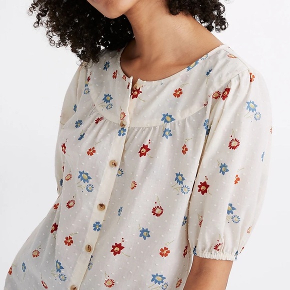 Madewell Cotton Puff Sleeve Prose Shirt in Dotted Floral Heyday - Picture 4 of 10